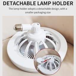 E27 plafondventilator met verlichting, 30W, met afstandsbediening, plat ontwerp, geschikt voor kleine ruimtes, slaapkamer. — thumbnail 5