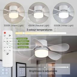 Ventilatorlamp Met Afstandsbediening - E26/E27 Schroefmontage - Dimbaar - 1000 Lumen - Diameter 16,54 Inch - Geschikt voor Slaapkamer, Keuken en Woonkamer — thumbnail 3