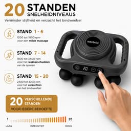 Massage Gun Fascia - Deep Tissue - 6 Koppen - 20 snelheidsniveau's - Zwart — thumbnail 2