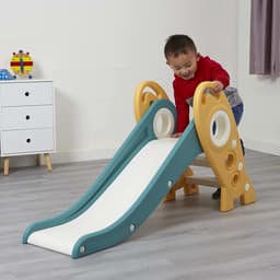 House Toys Kids Raketglijbaan - Eerste glijbaan, speelset voor binnen of buiten, tuinglijbaan groen en goud, H645 x B330 x D1250mm, LHT191GG — thumbnail 1