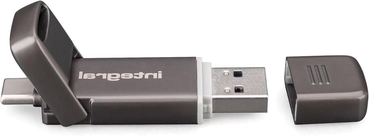 USB Flash Drive - Draagbare Opslag - Bestanden Overzetten - Dubbele Poort Connectiviteit - 256 GB - Grijs — afbeelding 1