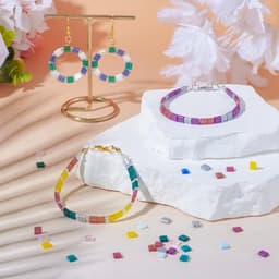 200 stuks rechthoekige glazen Tila-kralen in vierkante vorm, ideaal voor het maken van armbanden en kettingen met een strakke en moderne uitstraling — thumbnail 2