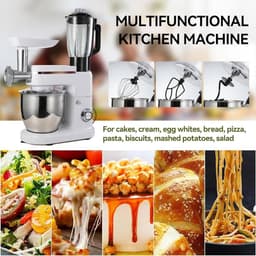 Elektrische Keukenmixer - Standmixer Deegmixer - Bakken en Koken - 3-in-1 Multifunctioneel - 6 Liter Kom - Zilver — thumbnail 5