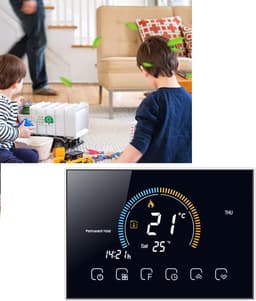 Slimme Thermostaat - Temperatuurregelaar Programmeerbaar - Energie Besparen - LCD Touchscreen - 13 x 9 x 4 cm - Zwart — thumbnail 5