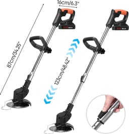 Accu-Grasmaaier – 1800W Borstelloze Motor, 1500 tpm, 15cm Snijbreedte, 2 Batterijen, Verstelbare Hoogte – Voor Thuis & Tuin — thumbnail 2