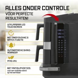 GOURMETmaxx FryUp3 Verticale heteluchtfriteuse 3 kamers | Airfryer XXL PFAS-vrij | heteluchtfriteuse XXL 12,4 l + ovenlade voor pizza enz. | Air Fryer heteluchtfriteuse SuperClear led-touchdisplay — thumbnail 4