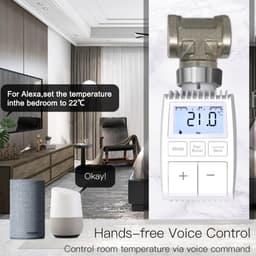 Slimme Radiatorthermostaat - Verwarming Regelaar - Energie Besparen - App en Spraakbesturing - 15 cm Hoog - Wit — thumbnail 4