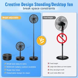 KZQ Draagbare Ventilator Met Afstandsbediening - Staande Ventilator Met 4 Windsnelheden - Timer En Nachtstand - Energiebesparend - Voor Koeleffect In Huis En Kantoor - Zwart — thumbnail 2