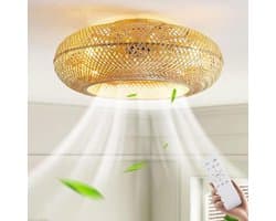 Plafondventilator met Verlichting – Stil – Bamboe – Afstandsbediening – 6 Snelheden – E27 – 51 cm