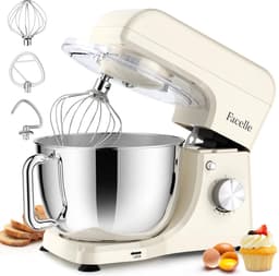 SnelShoppen - Stand Mixer Wit - 5.5L Keukenmachine met 6 Snelheden en Kneedhaak voor Bakken, Mixen, Kloppen, Perfect voor Taarten en Brood — thumbnail 1
