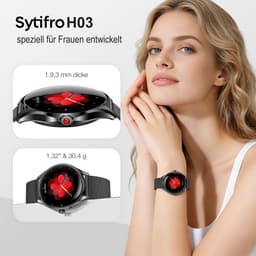 SYTIFRO smartwatch dames -smartwatch met 3D bolvormig glas - horloge dames 1.32" AMOLED 60Hz - 300 mAh (7 dagen) horloge - 130+ sportmodes & 2 jaar garantie — thumbnail 3