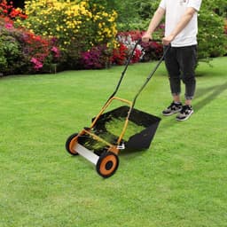 Handgrasmaaier - Loopmaaier Grasvanger - Gras Maaien - Zonder Elektriciteit - 40 cm Snijdbreedte - Oranje Zwart — thumbnail 2