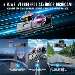 QORA® Dashcam voor Auto Voor en Achter - Dashcam - Zwart - 4cm x 10cm x 5cm — thumbnail 2