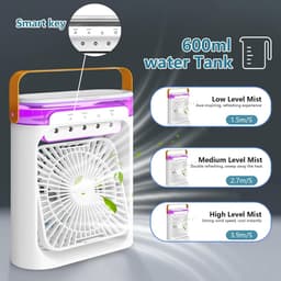 Mobiele airconditioner - 4-in-1, mini-airconditioning, draagbaar, mini-persoonlijke luchtkoeler, USB, ventilator, 3 instelbare snelheden, luchtkoeler voor thuis/kantoor/outdoor - wit [Energieklasse A+++] — thumbnail 5
