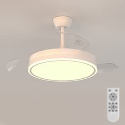 3 Blad Plafondventilator - LED Ventilator - Smart Lamp - 6 Snelheden - Bedienbaar Met Afstandsbediening & APP - 121 cm - Wit - Plafondventilatorlamp — thumbnail 2