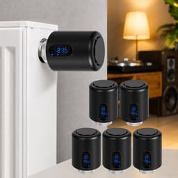 WiFi Radiatorthermostaat met App-bediening en 7 Ventieladapters – Zwart – 5-pack — thumbnail 1