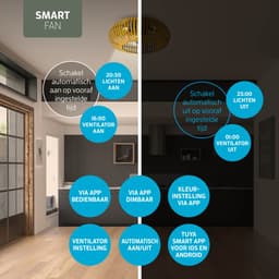 Varin® Smart Plafondlamp met ventilator - Bamboe - Tuya Wifi - Ø 50cm - Plafondventilator met verlichting - Smart lamp slaapkamer - Plafonniere kinderkamer - Plafondlampen industrieel - Plafond lamp - Afstandsbediening - Plafond met ventilator — thumbnail 4