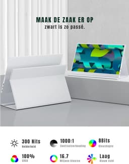 KAD® Portable Monitor - 15.6 Inch - Draagbare Monitor - Draagbaar Scherm - Wit - 21cm x 38cm x 49cm — thumbnail 5