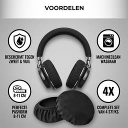 Somstyle Oorkussens hoes voor Koptelefoon 8-11 CM - 4 Stuks - Maat M - Universele Earpad Covers 8-11 CM - Zwart — thumbnail 5