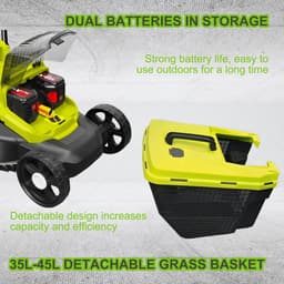 Elektrische Grasmaaier - Accu grasmaaier - Gazon Onderhoud - Borstelloze Motor - 45L Opvangbak - Zwart — thumbnail 3