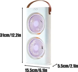 Deze universele bureauventilator heeft drie windsnelheden, meerdere ventilatorkoppen en een ingebouwde oplaadbare batterij van 1200 mAh. Geschikt voor warme weersomstandigheden zoals studentenkamers, scholen, campings, stranden en picknicks. — thumbnail 3