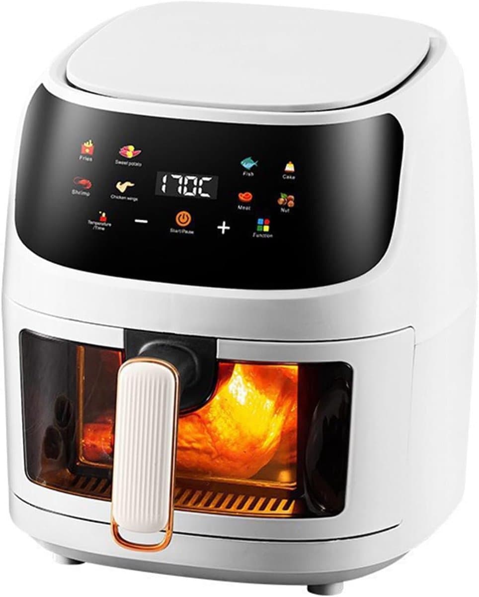 Heteluchtfriteuse met kijkvenster - Frituurpan zonder olie - Gezond koken - Watermist stoomfunctie - 8 liter capaciteit - Wit — afbeelding 1