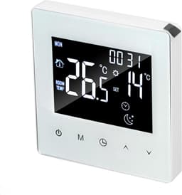 Digitale Thermostaat - Temperatuurregelaar Vloerverwarming - Energie Besparen - Programmeerbaar LCD Scherm - 89x86mm - Wit — thumbnail 1