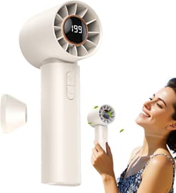Kleine ventilator | Persoonlijke handheld bladloze ventilator met Air Turbo Tech, multi-speed aanpassing, werkt op batterijen, coole gadgets voor kamperen, werken - wit — thumbnail 1