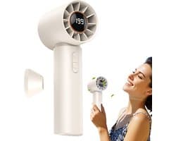 Kleine ventilator | Persoonlijke handheld bladloze ventilator met Air Turbo Tech, multi-speed aanpassing, werkt op batterijen, coole gadgets voor kamperen, werken - wit