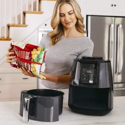 Luchtfriteuse - Airfryer Frituurpan - Gezond Frituren - Breed Temperatuurbereik - 4 Quarts - Zwart — thumbnail 2