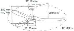 CristalRecord - Plafondventilator Nine big Ø 152 cm hout wit — thumbnail 5