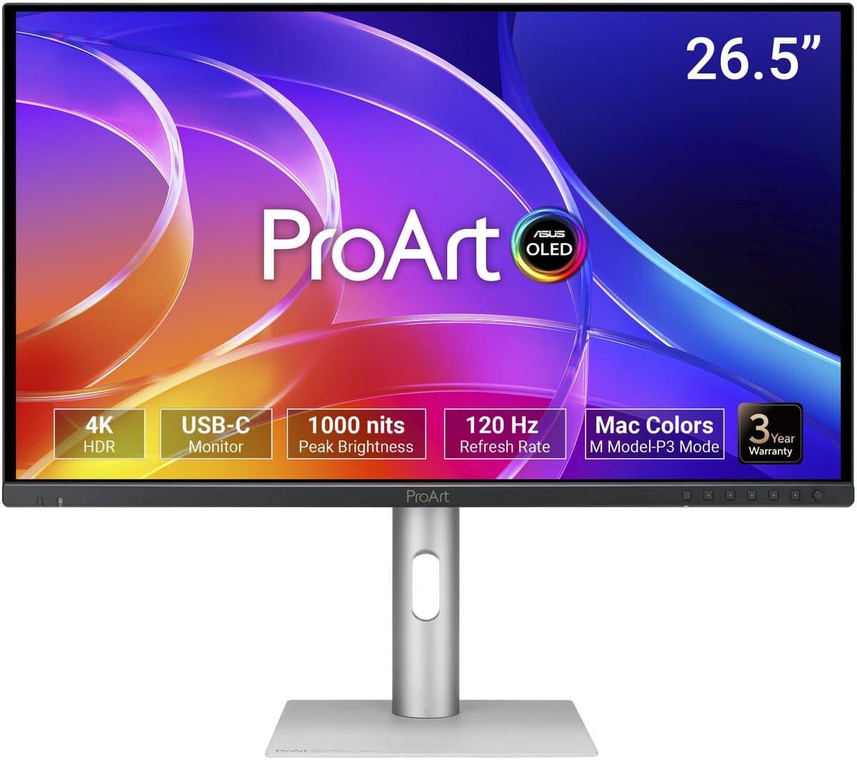 ASUS ProArt Display PA279CDV - 4K OLED Grafisch Design Monitor - 99% DCI-P3, ΔE < 1.5 - USB-C 96W - USB Hub - 120Hz - 27 Inch — afbeelding 1