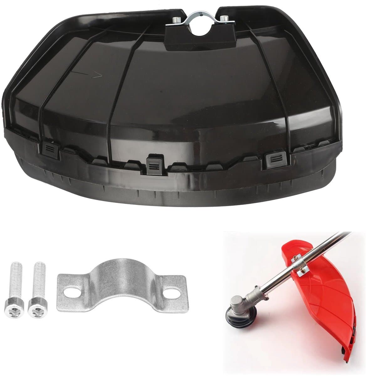 Bescherming voor bosmaaier, beschermschild voor bosmaaier, universele steenbescherming voor bosmaaier, met 2 schroeven, voor bosmaaier, grasmaaier, trimmer, met een diameter van 28 mm (zwart) — afbeelding 1