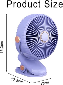 Bureauventilator met klem – 3 snelheden, veilig ontwerp, compact en draagbaar – voor thuis, studentenkamer of kinderwagen – Paars — thumbnail 3