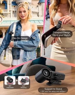 Handventilator USB Oplaadbaar - Turbo Ventilator - 4 Snelheden - 360° Clip - LED Display - 2400mAh - Zwart — thumbnail 5