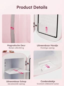 SP® Mini Koelkast - 5L Capaciteit - Minibar - Skincare Koelkast - Roze - 29cm x 20cm x 27cm — thumbnail 4