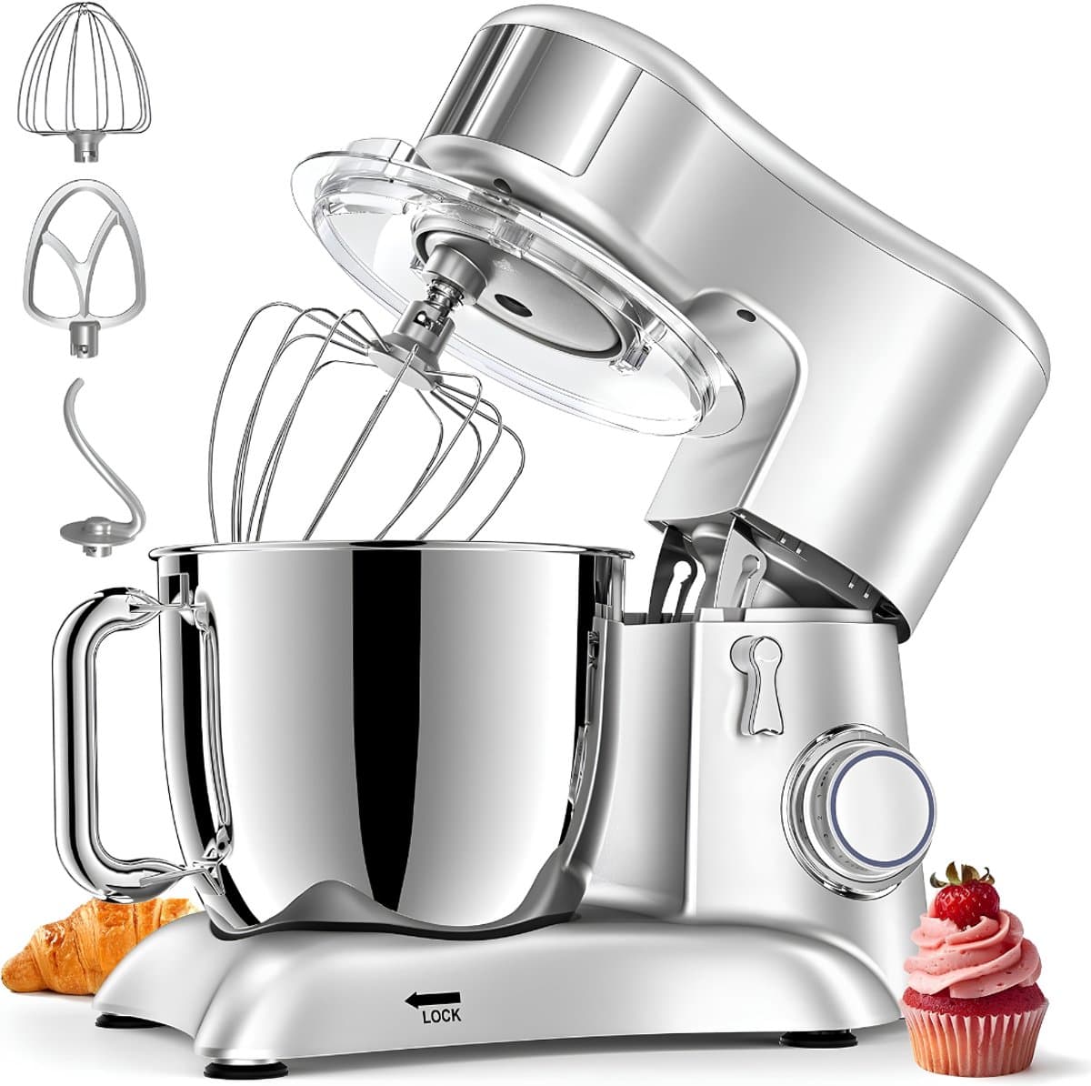 KAD® Deegmachine - Elektrische Deegmixer - Keukenmixer - Zilver - 35cm x 22cm x 33cm — afbeelding 1