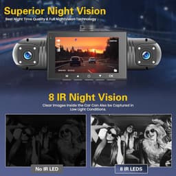 SnelShoppen - 1080P HD Dashcam voor Auto met 64GB TF-Kaart, Waterdichte Mini 3 Inch Camera, Nachtzicht, Loopopname, G-Sensor en 360 Graden Hoek — thumbnail 4