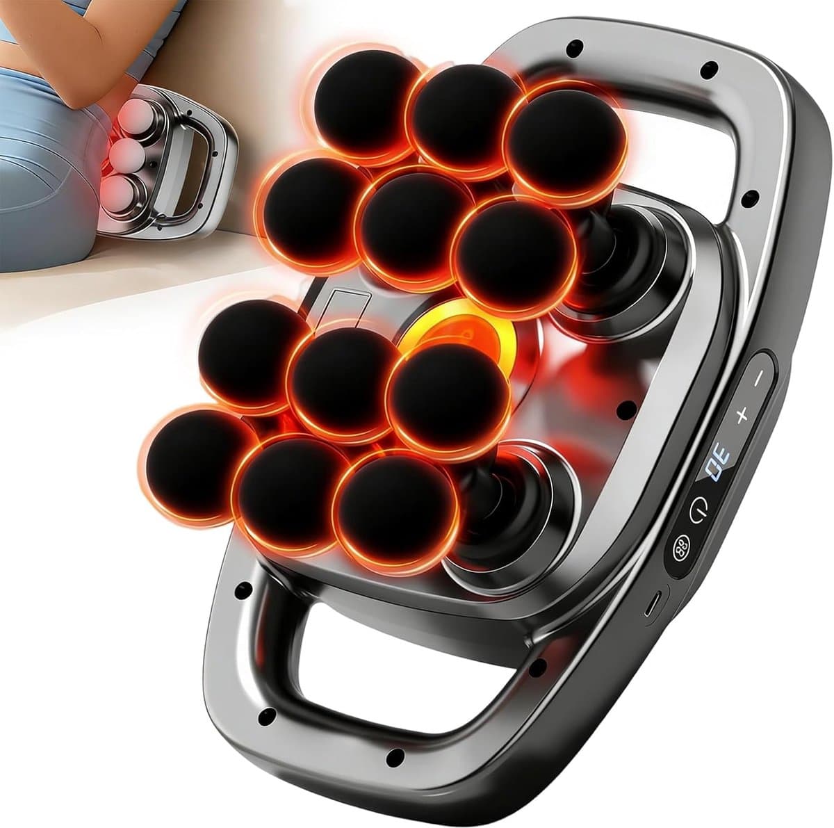 Thijox - Massagepistool 2800 omw/min met 12 opzetstukken, krachtige motor voor diepe weefselmassage, stil en ergonomisch design voor rug, schouders, b — afbeelding 1