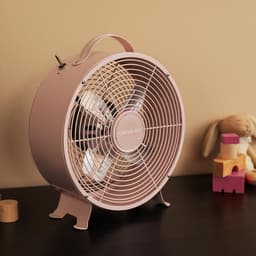 Tafelventilator 20,3 cm Retro met 2 Snelheden – 25W – Stabiele Basis – Roze — thumbnail 3