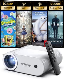 SnelShoppen - Mini-Beamer 4K Projector, Bluetooth & Wi-Fi, 1080p, Draagbare Thuisbioscoop, 400 ANSI, Ideaal voor Feest, Camping, Tuin, iPhone/Android — thumbnail 1
