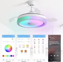 FloraGrace Ventilator – 42 Inch Met 32W Led Verlichting En RGB – 106,6 cm – PC – Wit – Met Afstandsbediening En Zomer Winterstand — thumbnail 5