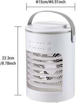 Draagbare mini-airco voor slaapkamers – Mini-luchtkoeler met ijsbakje & USB-ventilator – Voor thuis en op kantoor (Wit) — thumbnail 5