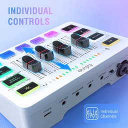 FIFINE - SC3 - Wit - Streaming Deck - DJ Mixer - Gaming Mixer - Podcast / Stream / Gaming - XLR Aansluiting - Line-in - Voice Changer — thumbnail 4