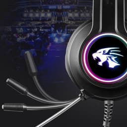 Gaming Headset – Stereo Headset met Dual 3,5 mm Jack + USB – 50 mm Drivers – RGB – Noise Cancelling – Geschikt voor PC, PS4, PS5, Xbox & Switch — thumbnail 4