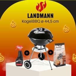 HoutskoolBBQ Grillchef by Landmann KogelBBQ Ã¸ 44,5 cm Zwart - Houtskoolbarbecues - Kogelbarbecue - Met Thermometer - Roestvrij - Ronde Barbecue - Met deksel en Wielen - Traditionele bbq - 6 personen - Ventilatierooster voor zuurstofregulering — thumbnail 1