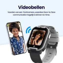 Qlokkie Kiddo Lite - GPS horloge kind - Smartwatch kinderen - GPS tracker kind met nauwkeurige locatiebepaling - GPS horloge kind met simkaart - Stel veilige zones in - SOS functie - Zwart — thumbnail 4