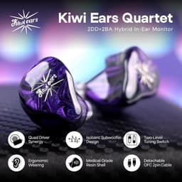 Kiwi Ears Quartet - Hybrid In-Ear Monitor - 2DD+2BA Drivers - Purple — thumbnail 5