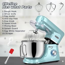 Krachtige Keukenmachine 2000 W met Kneed- en Roerfunctie, 6 Snelheden, Geluidsarm en RVS Kom van 7,2 l — thumbnail 3