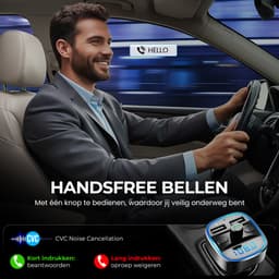 Carify® Bluetooth Transmitter - FM Transmitter voor auto - Carkit - Bluetooth Receiver - Autolader USB-C Snellader - BT 5.3 - 30W Supersnel Opladen - 2026 Model - Deluxe — thumbnail 5